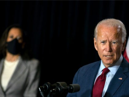 Democratic presidential candidate former Vice President Joe Biden joined by his running ma