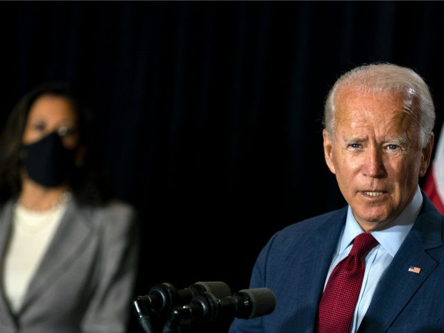 Democratic presidential candidate former Vice President Joe Biden joined by his running ma