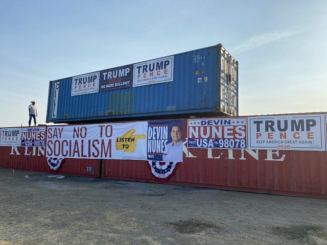 Farmers in California are rebuilding a structure they erected to put up signage in support of President Donald Trump and Rep. Gavin Nunes (R-CA) after vandals have twice destroyed it by setting it on fire.