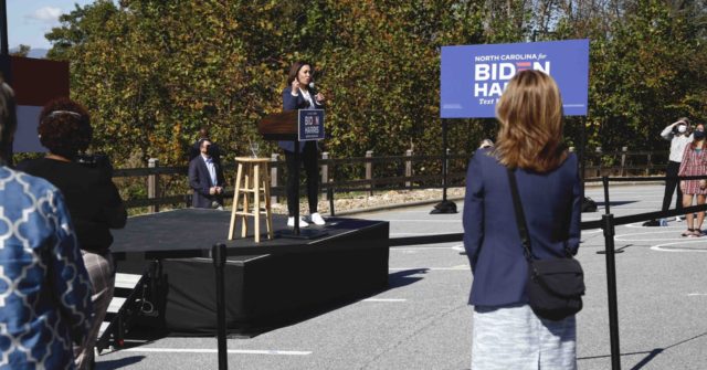 WATCH: Kamala Harris Seen Greeting Half Dozen Supporters at North Carolina Speech