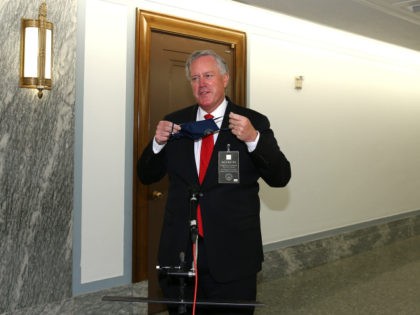 White House chief of staff Mark Meadows departs the Senate Judiciary Committee confirmatio
