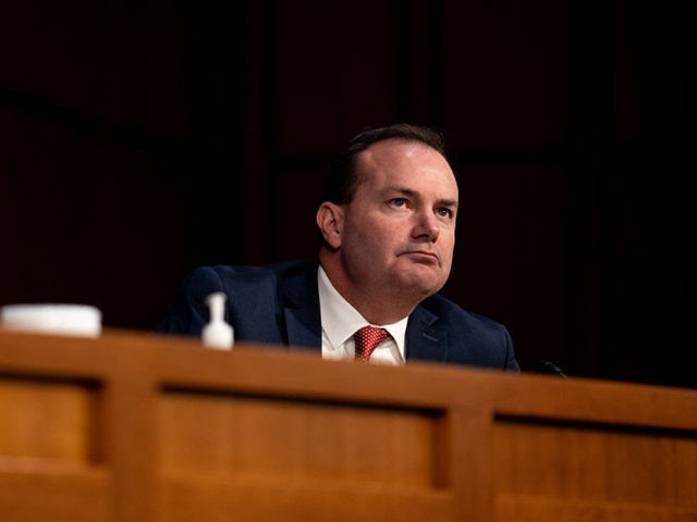 WASHINGTON, DC - OCTOBER 12: U.S. Sen. Mike Lee (R-UT) listens during Supreme Court Justic