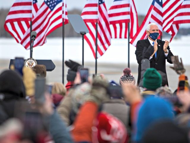 HIBBING, MN - OCTOBER 26: Vice President Mike Pence speaks at a rally on October 26, 2020 in Hibbing, Minnesota. Pence will continue to campaign despite five members of his staff testing positive for coronavirus (COVID-19). (Photo by Brooklynn Kascel/Getty Images)