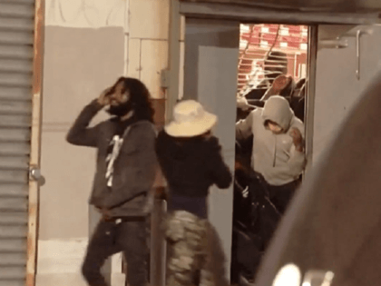 Looters clean out a Foot Locker store in West Philadelphia. (Video Screenshot/NBC10 Philadelphia)