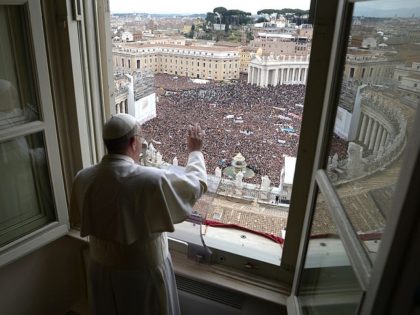 Pope Francis overlooking Saint Peter's Square