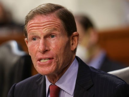 Senator Richard Blumenthal (D-CT) speaks during the Supreme Court confirmation hearing for Judge Amy Coney Barrett before the Senate Judiciary Committee on the first day of her hearing on Capitol Hill on October 12, 2020 in Washington, DC. With less than a month until the presidential election, President Donald Trump …
