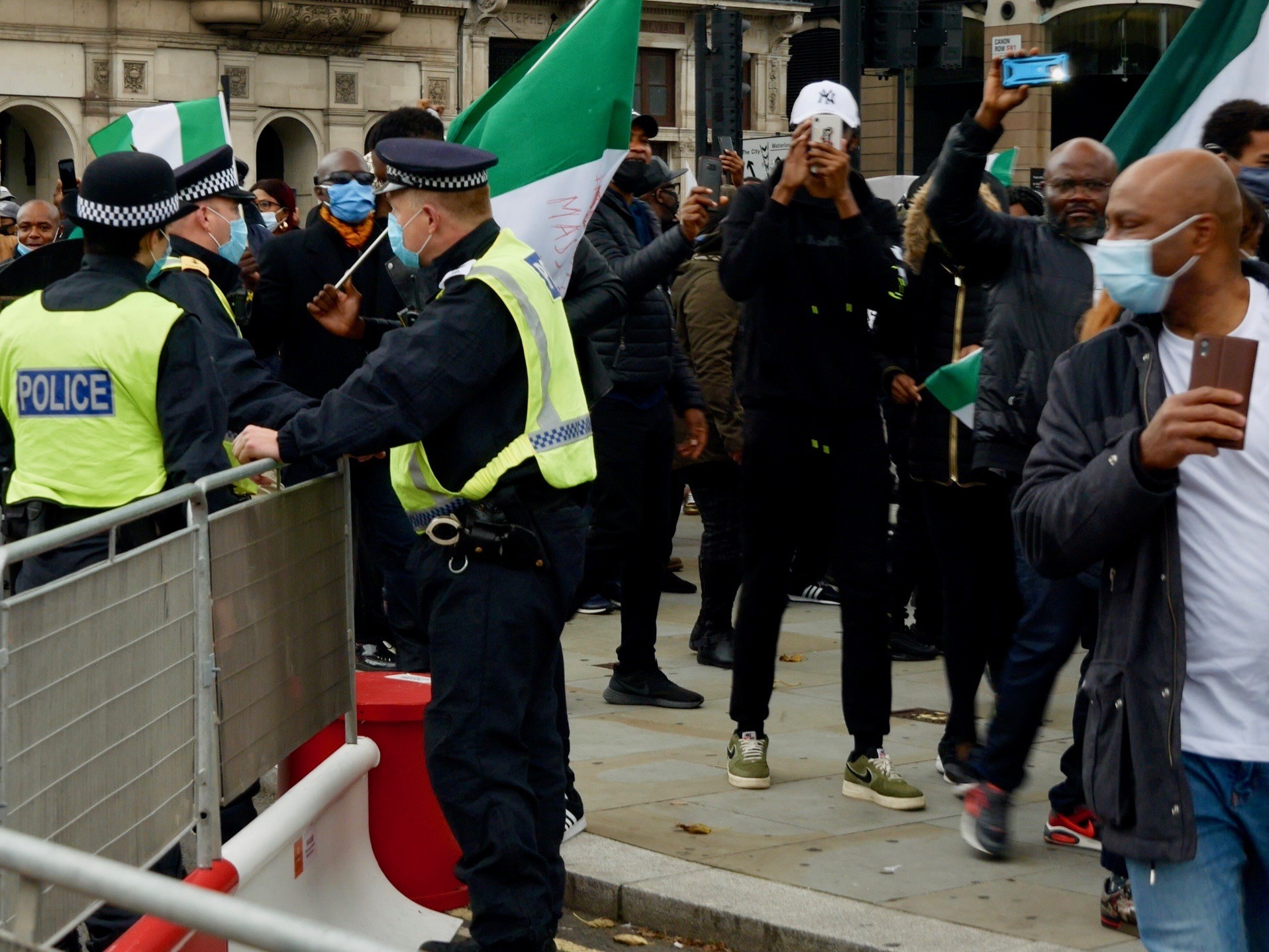 Hundreds of protesters against police brutality in Nigeria took to the streets of London on October 24, 2020. Kurt Zindulka, Breitbart News