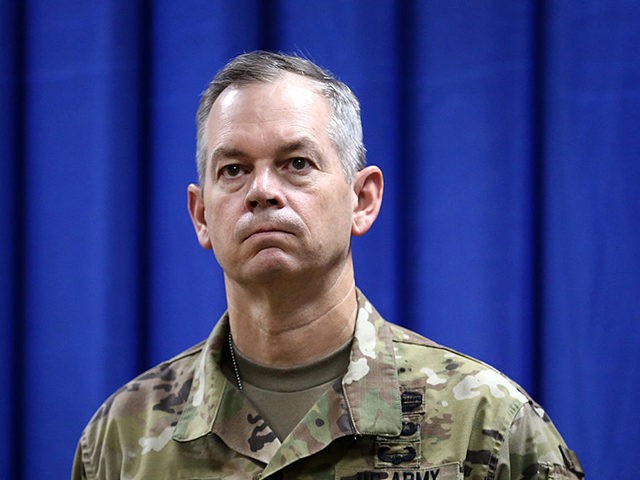 BAGHDAD, IRAQ - OCTOBER 1: Let. Gen. Sean MacFarland is introduced as the new commander General of the US led coalition in Iraq on October 1, 2015 in Baghdad, Iraq. MacFarland is a three-star general in the United States Army. (Photo by Khalid Mohammed-Pool/Getty Images)