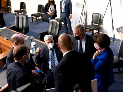 Senate Democrats speak following the Senate Judiciary Committee confirmation hearing for S