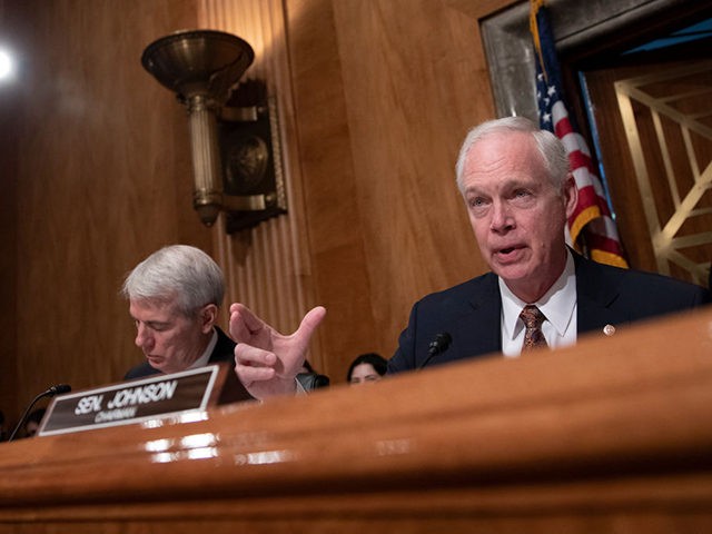 WASHINGTON, DC - APRIL 09: Senator Ron Johnson (R-WI) delivers his opening statement during a U.S. Senate Homeland Security Committee hearing on migration on the Southern U.S Border on April 9, 2019 in Washington, DC. During the hearing, lawmakers questioned witnesses about child mentions, minor reunification, and illegal drug seizures …