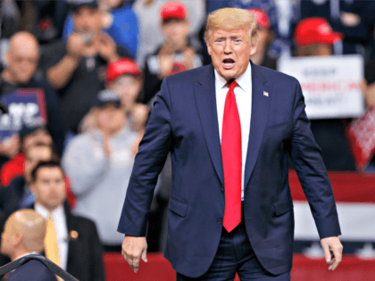 DES MOINES, IA - JANUARY 30: President Donald Trump walks to the podium before speaking at a campaign rally inside of the Knapp Center arena at Drake University on January 30, 2020 in Des Moines, Iowa. President Trump campaigns in Iowa a few days before nation’s first presidential caucuses and …