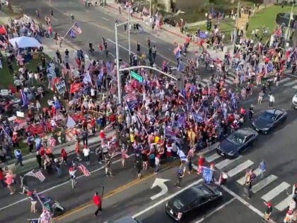 Aerial view of Beverly Hills Trump Rally. (Twitter Video Screenshot)