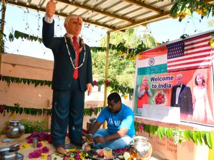 In this photo taken on February 17, 2020, farmer Bussa Krishna, 33, gives offerings to the