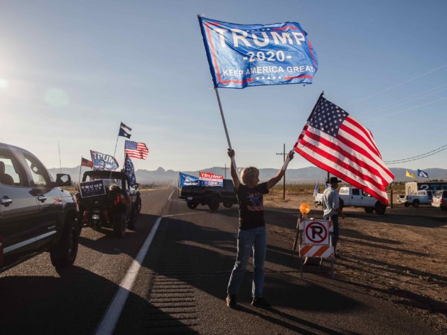 Trump rally flags (Ariana Drehsler / AFP / Getty)
