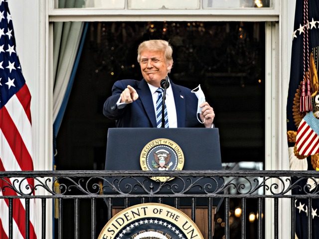 WASHINGTON, DC - OCTOBER 10: U.S. President Donald Trump addresses a rally in support of law and order on the South Lawn of the White House on October 10, 2020 in Washington, DC. President Trump invited over two thousand guests to hear him speak just a week after he was …
