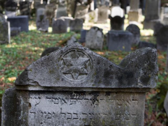Gravestones are seen at the old Waehring Jewish cemetery in Vienna on October 18, 2020. -