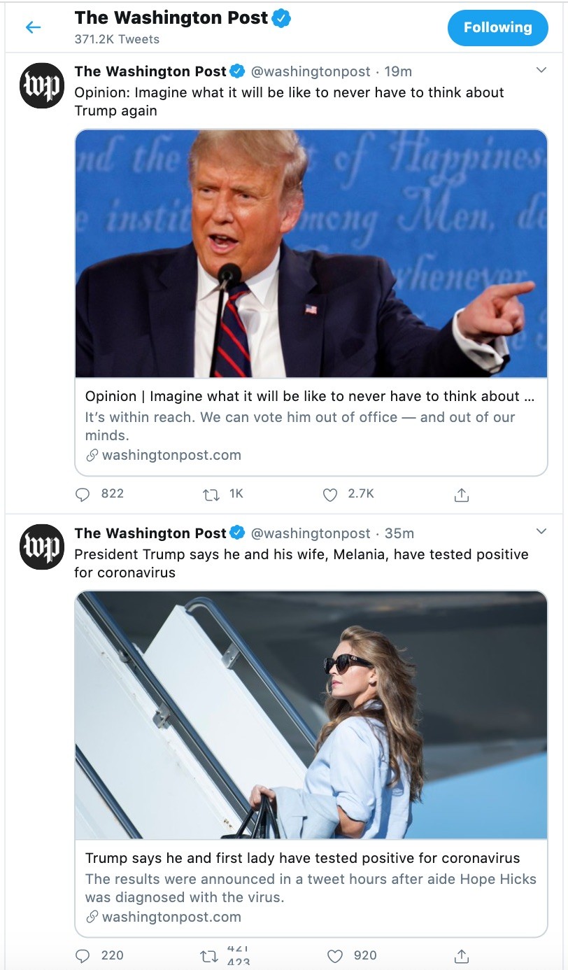 Washington Post twitter feed (Screenshot / Twitter)