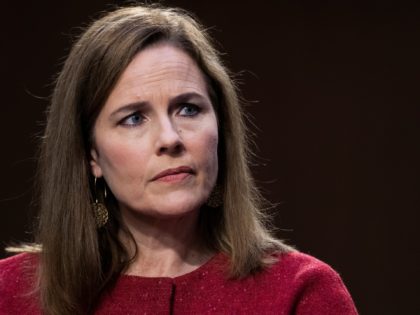 WASHINGTON, DC - OCTOBER 14: Supreme Court nominee Amy Coney Barrett appears before the Senate Judiciary Committee on the third day of her Supreme Court confirmation hearing on Capitol Hill on October 14, 2020 in Washington, DC. Barrett was nominated by President Donald Trump to fill the vacancy left by …