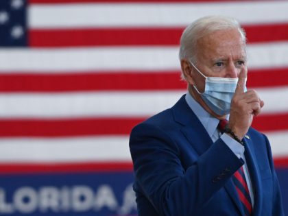 Democratic presidential nominee and former Vice President Joe Biden speaks at an event at the Jose Marti Gym during a campaign stop in Miami, Florida on October 5, 2020. (Photo by ROBERTO SCHMIDT / AFP) (Photo by ROBERTO SCHMIDT/AFP via Getty Images)