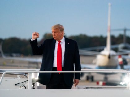 President Donald J. Trump boards Air Force One at Joint Base Andrews, Md. Tuesday, Oct. 20, 2020, en route to Erie International Airport in Erie, Pa. (Official White House Photo by Tia Dufour)