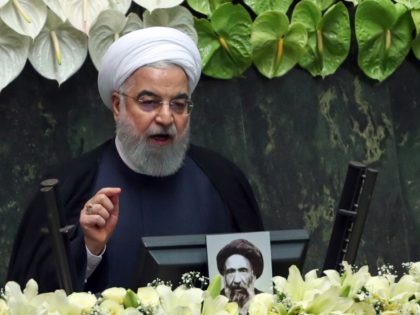 Iranian President Hassan Rouhani delivers a speech during the inaugural session of the new parliament following February elections, in Tehran on May 27, 2020. - The 11th legislature since the Islamic revolution of 1979 opened as the country's economy, which has been hard hit by the novel coronavirus, gradually returns …