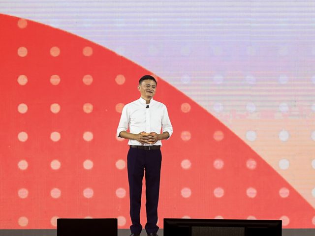 Jack Ma, chairman of Alibaba group, speaks during an event to mark the 20th anniversary of