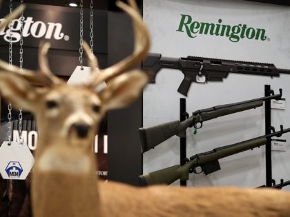 DALLAS, TX - MAY 05: Remington rifles are displayed during the NRA Annual Meeting & Exhibits at the Kay Bailey Hutchison Convention Center on May 5, 2018 in Dallas, Texas. The National Rifle Association's annual meeting and exhibit runs through Sunday. (Photo by Justin Sullivan/Getty Images)