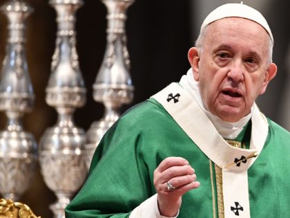 Pope Francis speaks during a mass to mark the newly established "Sunday of the Word of God