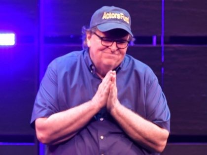 NEW YORK, NY - AUGUST 10: Michael Moore speaks onstage during "The Terms Of My Surrender" Broadway Opening Night at Belasco Theatre on August 10, 2017 in New York City. (Photo by Mike Coppola/Getty Images)