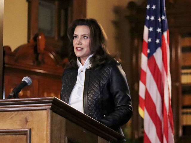 In a photo provided by the Michigan Office of the Governor, Michigan Gov. Gretchen Whitmer addresses the state during a speech in Lansing, Mich., Thursday, Oct. 8, 2020. The governor delivered remarks addressing Michiganders after the Michigan Attorney General, Michigan State Police, U.S. Department of Justice, and FBI announced state …