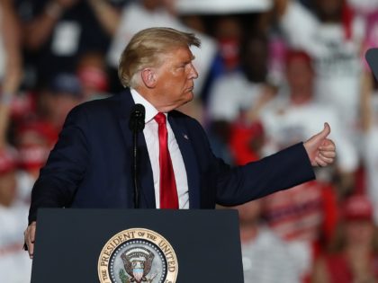 SANFORD, FLORIDA - OCTOBER 12: President Donald Trump speaks during his campaign event at