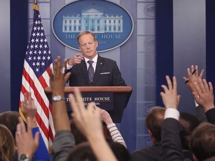 WASHINGTON, DC - MAY 30: White House Press Secretary Sean Spicer speaks to the media in the briefing room at the White House, on May 30, 2017 in Washington, DC. (Photo by Mark Wilson/Getty Images)