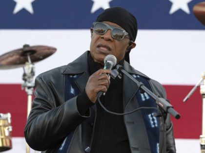Singer Stevie Wonder performs during a mobilization event at Belle Isle Casino in Detroit,