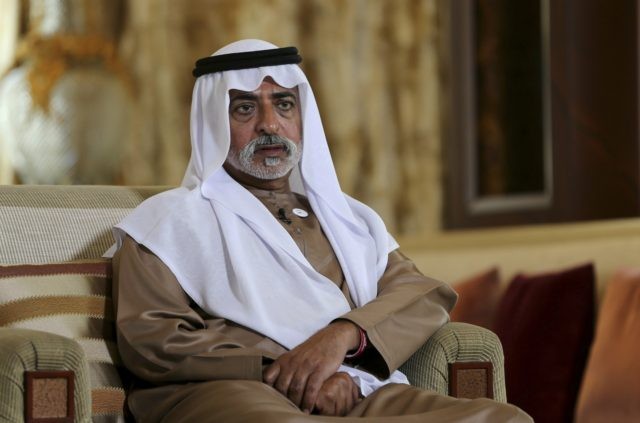 In this Jan. 24, 2019 file photo, Sheikh Nahyan bin Mubarak Al Nahyan, the tolerance minister of the United Arab Emirates, speaks to The Associated Press in Abu Dhabi, United Arab Emirates. The chair of Britain's Hay literary festival said Sunday, Oct. 18, 2020, that the event will not return …