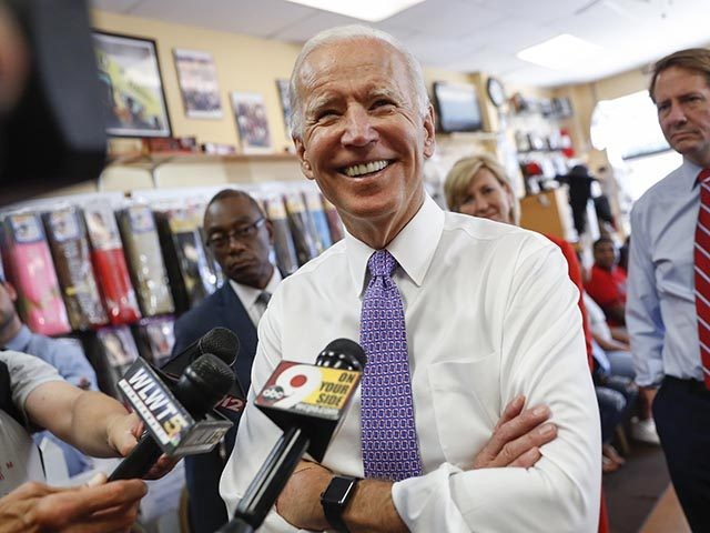 FILE - In this June 29, 2018, file photo, former Vice President Joe Biden speaks to the media in Cincinnati. Dick Harpootlian, a longtime fixture in South Carolina’s Democratic political circles announced Wednesday, Aug. 1, that he’s getting a campaign boost from one of the party’s top dogs. In an …