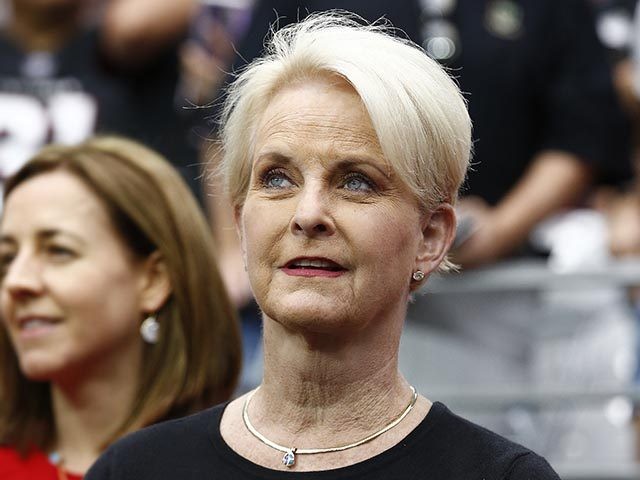 Cindy McCain, wife of the late U.S. Sen. John McCain, stands on the sidelines prior to an