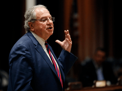 Massachusetts House Speaker Robert DeLeo speaks at the Massachusetts Statehouse, Wednesday, Jan. 2, 2019, in Boston, prior to the swearing-in of the 160-member House of Representatives to new two-year terms on Beacon Hill. (AP Photo/Elise Amendola)