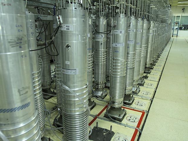 This photo released on Tuesday, Nov. 5, 2019 by the Atomic Energy Organization of Iran shows centrifuge machines in Natanz uranium enrichment facility in central Iran. Iran announced on Monday that had started gas injection into a 30-machine cascade of advanced IR-6 centrifuges in Natanz complex. (Atomic Energy Organization of …