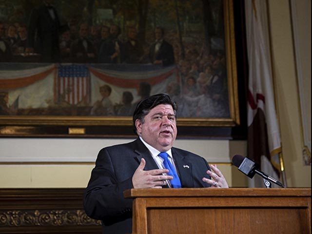 Illinois Gov. JB Pritzker answers questions from the media during his daily press briefing