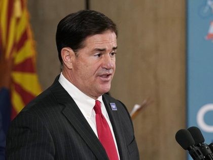 Arizona Gov. Doug Ducey speaks at a news conference with U.S. Census Director Steven Dillingham and other state leaders to urge Arizonans to participate in the nation's once-a-decade census population count Thursday, Sept. 17, 2020, in Phoenix. Ending the 2020 census at the end of September instead of the end …