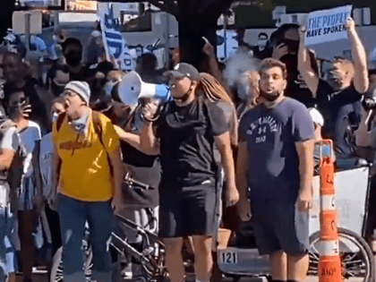 Biden supporters yell "F*ck fascist USA at Trump supporters in front of the Texas Capitol on Saturday. (Twitter Video Screenshot)
