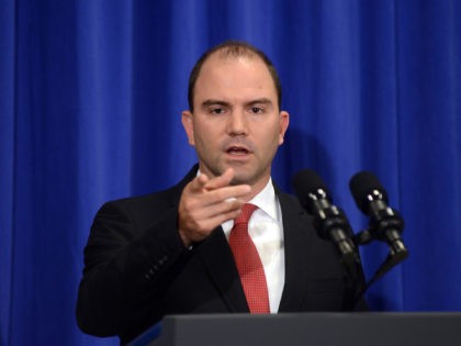 EDGARTOWN, MA - AUGUST 22: White House Deputy National Security Advisor Ben Rhodes addresses the media at the Edgartown School on August 22, 2014 in Edgartown, Martha's Vineyard, Massachusetts. Asked about the beheading of journalist James Foley, Rhodes said it represented a terrorist attack. (Photo by Darren McCollester/Getty Images)