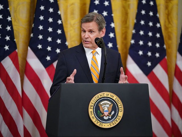 Tennessee Governor Bill Lee speaks on protecting Americas seniors from the COVID-19 pandemic in the East Room of the White House in Washington, DC on April 30, 2020. (Photo by MANDEL NGAN / AFP) (Photo by MANDEL NGAN/AFP via Getty Images)