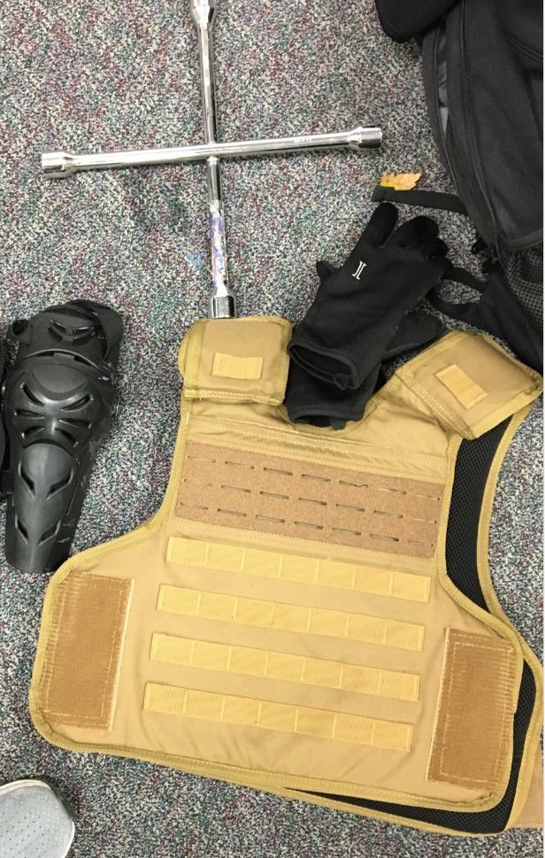 Police found body armor during arrests Monday night. Photo: Multnomah Sheriff's Office