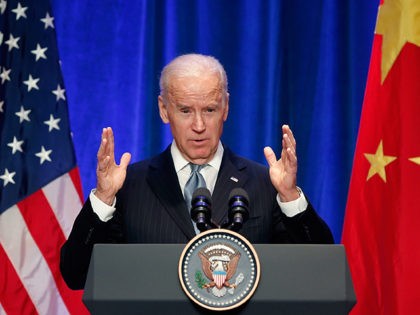 BEIJING, CHINA - DECEMBER 05: U.S Vice President Joe Biden speaks at a business leader breakfast at the The St. Regis Beijing hotel on December 5, 2013 in Beijing, China. U.S Vice President Joe Biden is on an official visit to China from December 4 to 5. (Photo by Lintao …