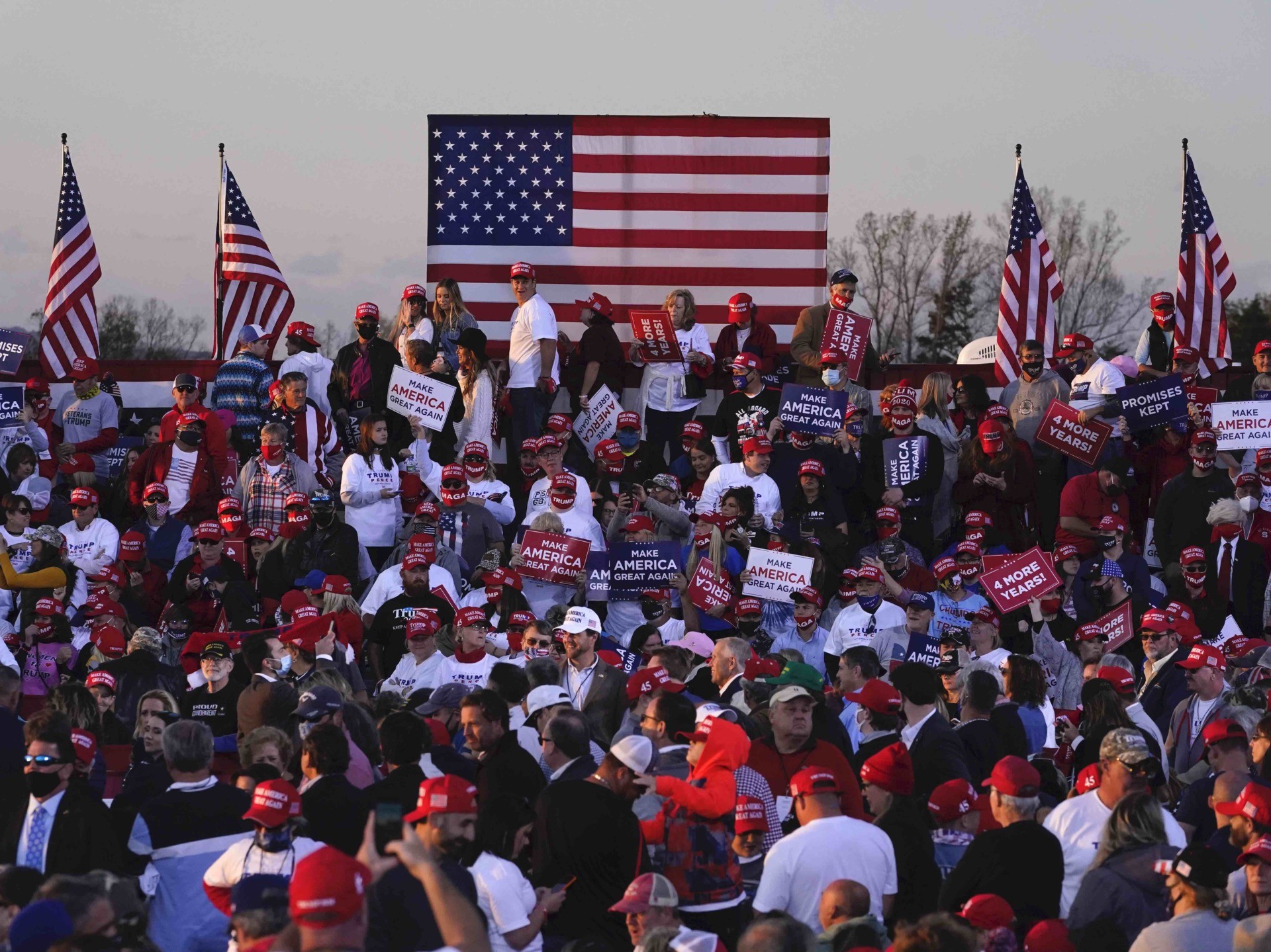Flag center North Carolina rally (Chris Carlson / Associated Press)