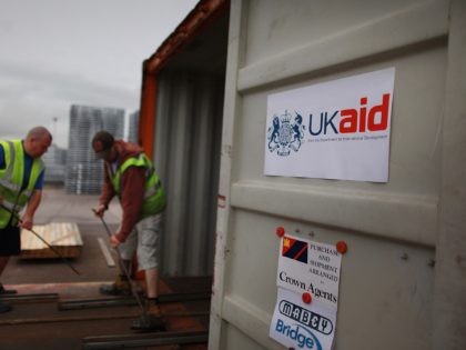 GLOUCESTER, ENGLAND - AUGUST 25: Workers prepare a container as Pre-fabricated bridges are