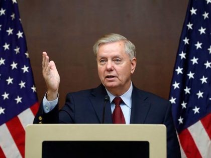US Senator Lindsey Graham holds a media conference at JW Marriott Hotel in Ankara, on January 19, 2019. (Photo by Adem ALTAN / AFP) (Photo by ADEM ALTAN/AFP via Getty Images)