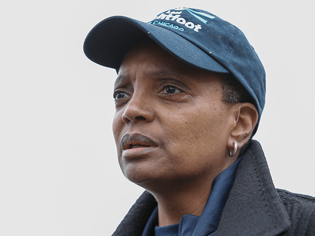 Chicago mayoral candidate Lori Lightfoot speaks to the press outside of the polling place at the Saint Richard Catholic Church in Chicago, Illinois on April 2, 2019. - Chicago residents went to the polls in a runoff election Tuesday to elect the US city's first black female mayor in a …