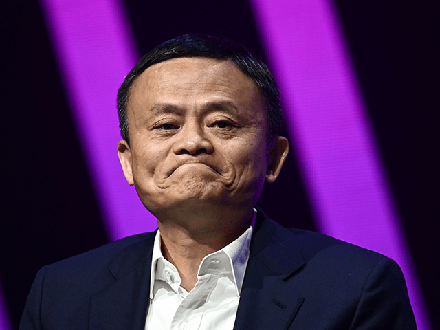 Jack Ma, CEO of Chinese e-commerce giant Alibaba, speaks during his visit at the Vivatech